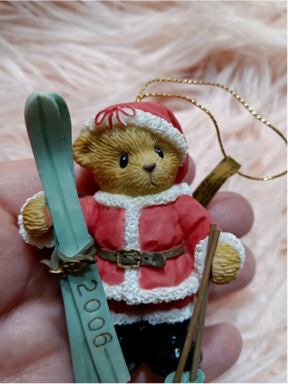 Cherished Teddies 2006 Bear w/Skis Hanging Christmas Ornament #4005155 Santa